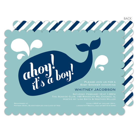 Lagoon Preppy Whale Shower Invitations